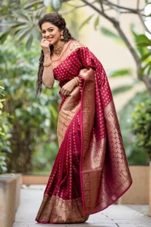 Wedding Wear Kanjivarm Soft Silk Maroon Saree