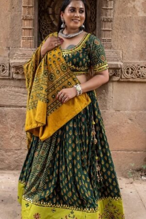 Trending Printed Green Lehenga Choli