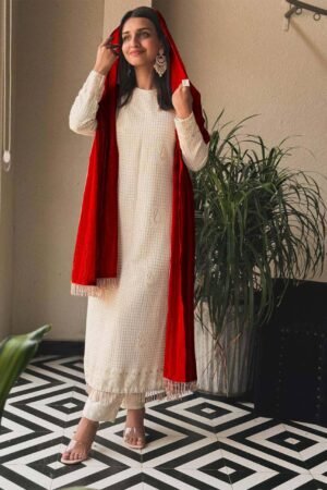 Women's Wear Embroidery Maroon Kurta Set