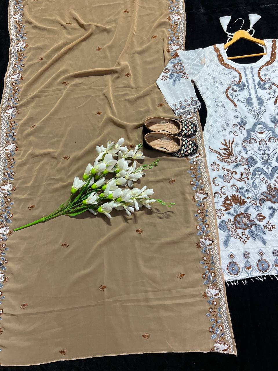 Party Wear Georgette White Kurta Set - Image 2