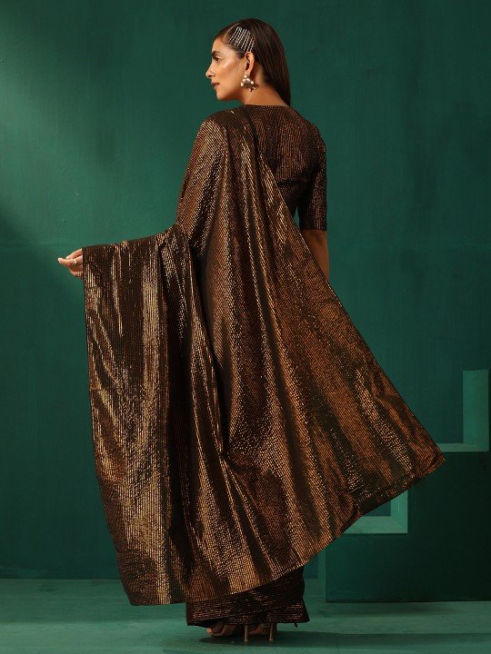 Striped Zari Pure Cotton Ready to Wear Saree - Image 8