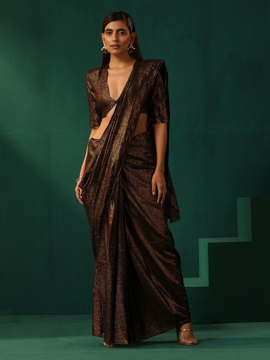 Striped Zari Pure Cotton Ready to Wear Saree