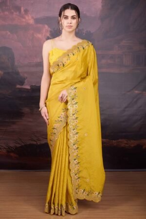 Embroidered Saree With Blouse Piece