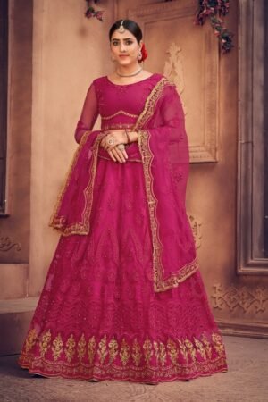 Embroidered Semi-Stitched Lehenga & Unstitched Blouse With Dupatta