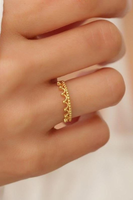 Delicate Gold Crown Ring