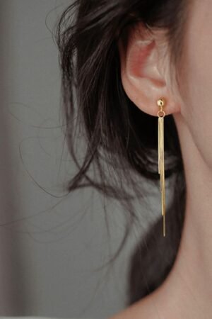Minimalist Gold Long Tassel Dangle Earrings