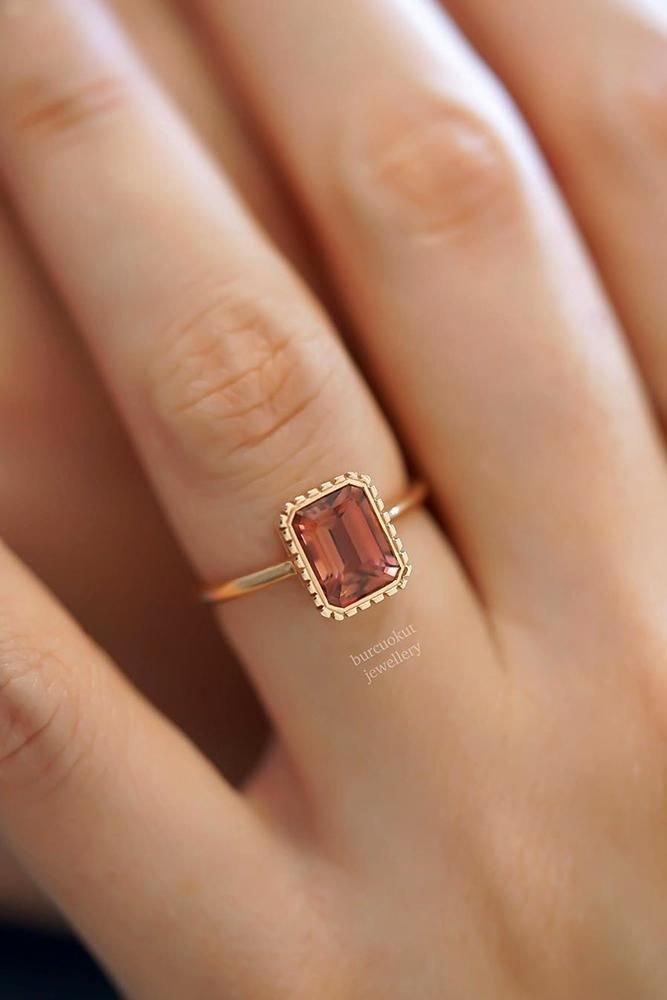 Rose Gold Emerald-Cut Gemstone Ring