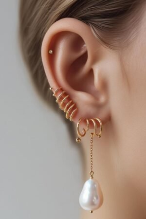 Trendy Spiral Pearl Drop Earrings