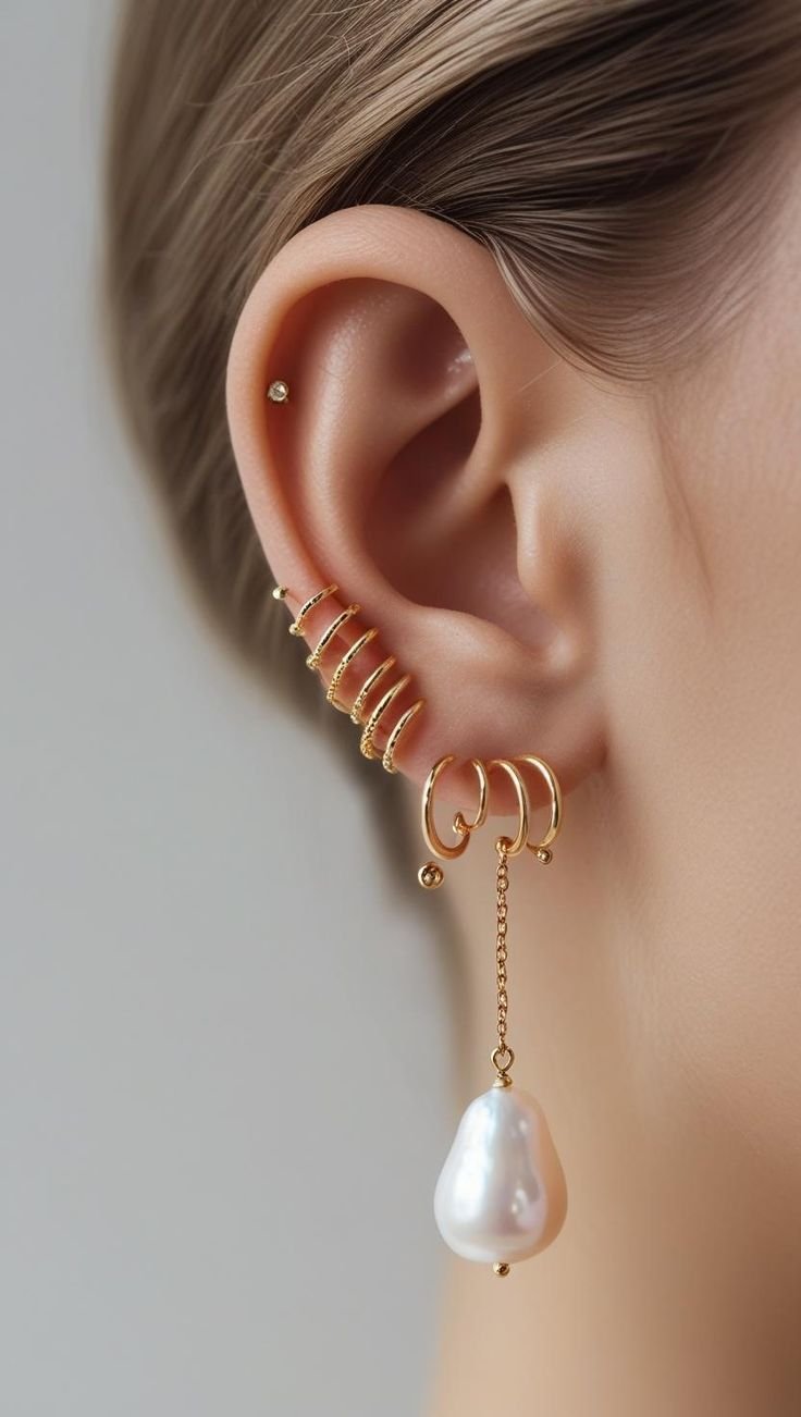 Trendy Spiral Pearl Drop Earrings