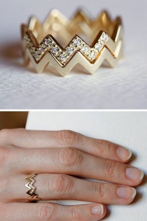 Elegant Gold Zigzag Diamond Ring
