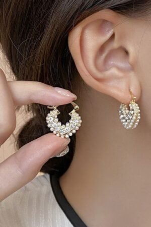 Delicate Gold and Pearl Hoop Earrings