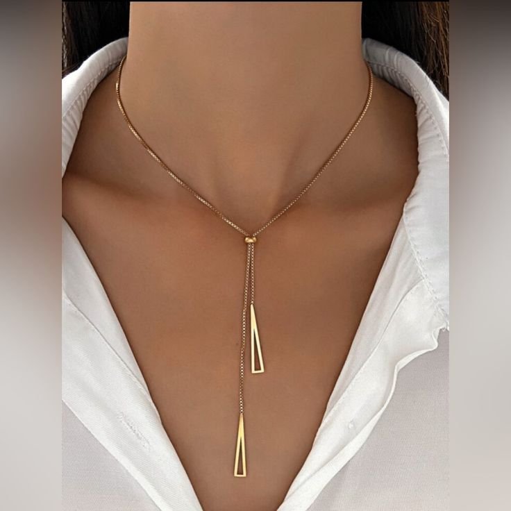 Sleek Gold Triangle Pendant Necklace