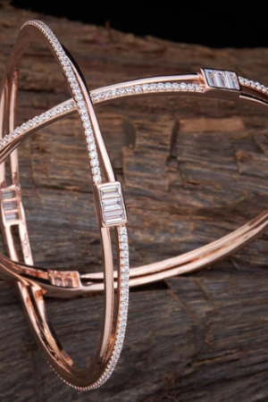 Elegant Rose Gold Diamond-Studded Bangles