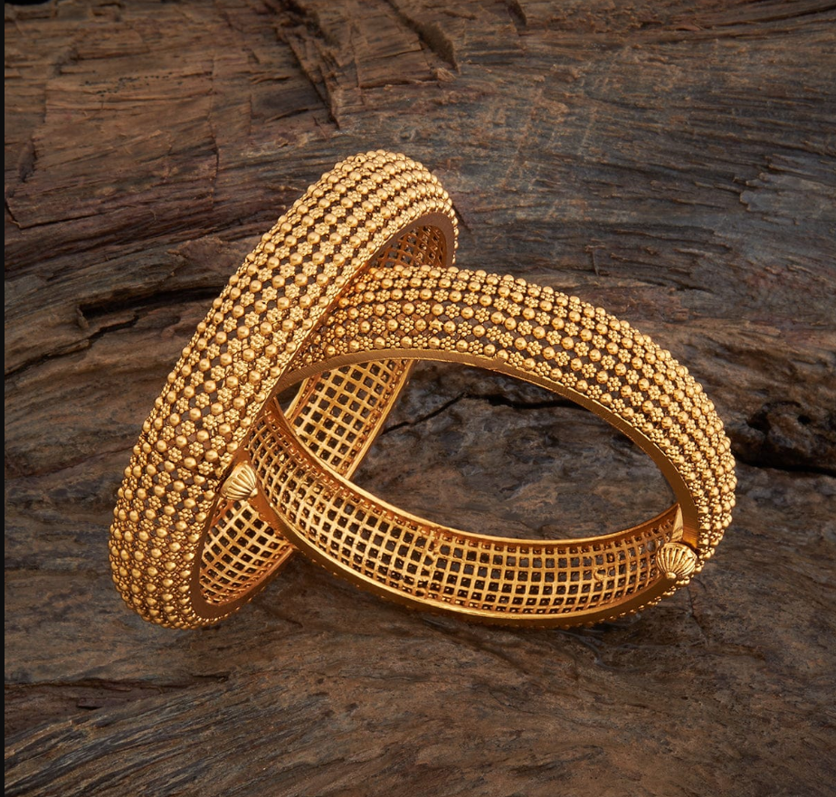 Regal Textured Gold Bangles