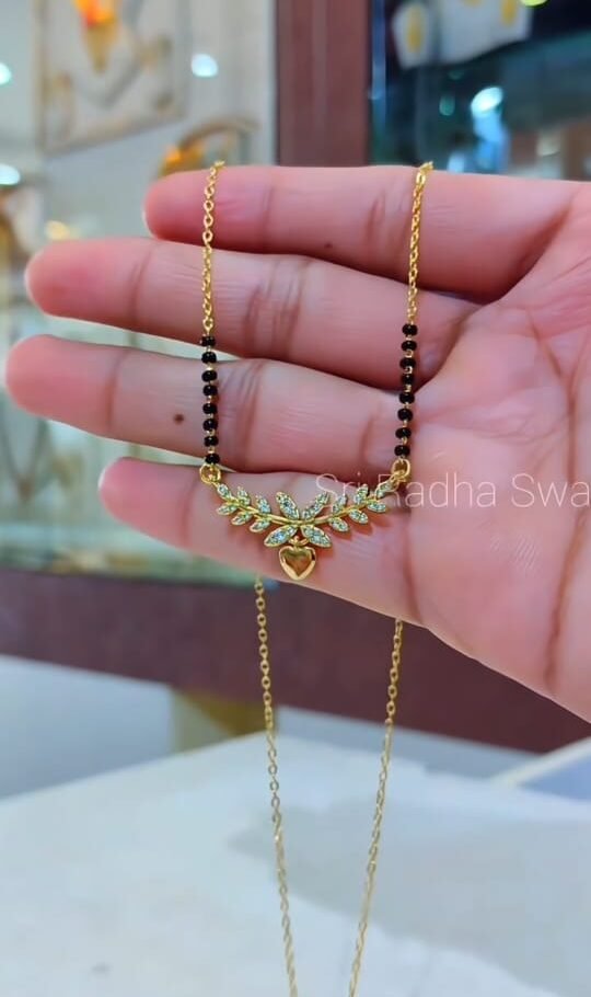 Delicate Gold Mangalsutra with Leaf Design