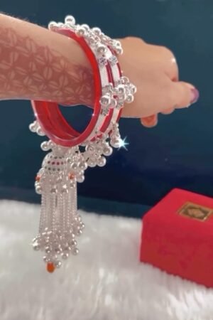 Traditional Red and Silver Chandi Chooda