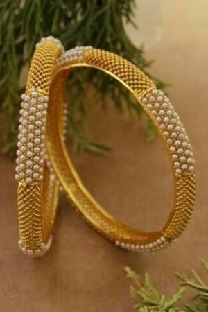 Gold and Pearl Embellished Bangles