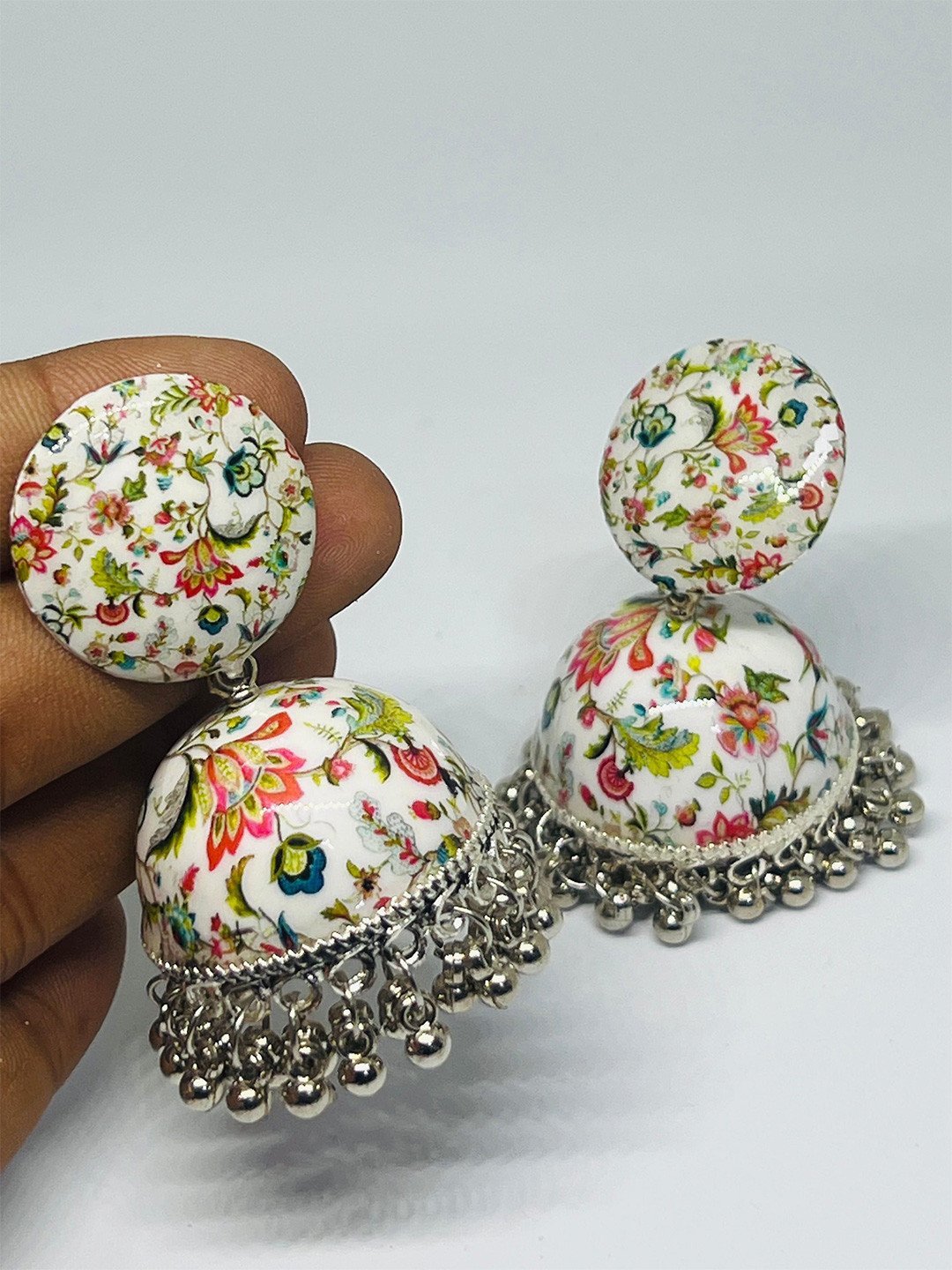 Printed Dome Shaped Jhumkas