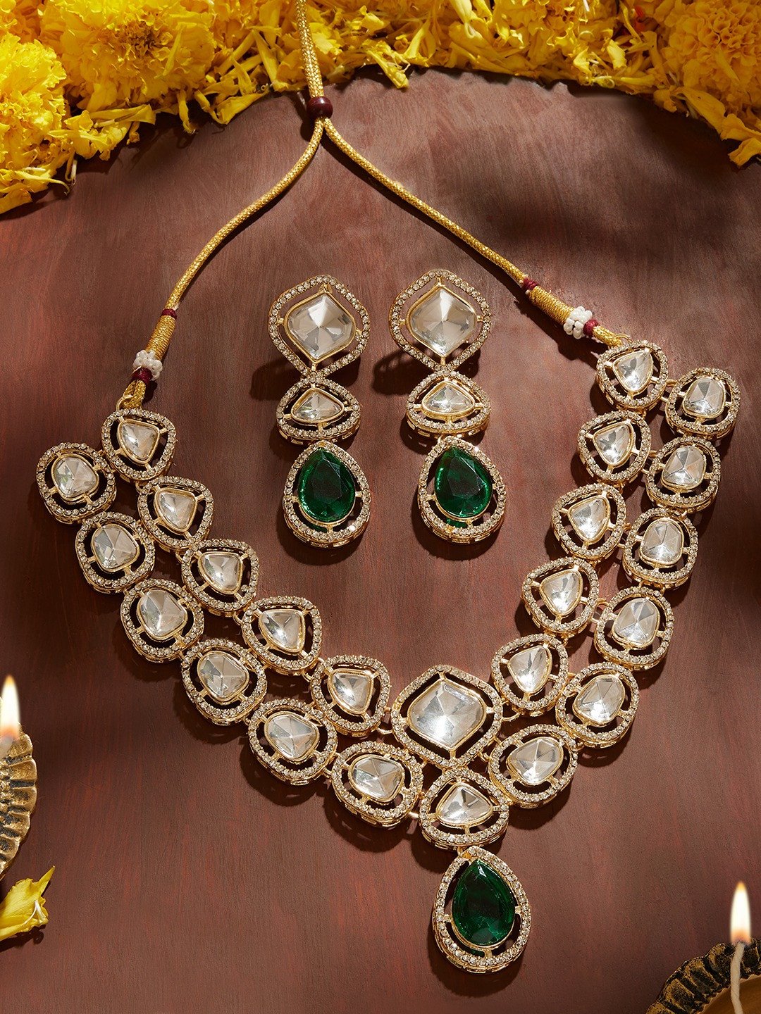 Gold-Plated Austrian Diamond-Studded Jewellery Set