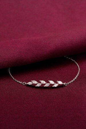 925 Silver Plated Zircon Ferns Bracelet